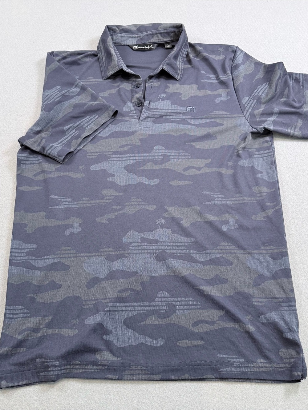 TravisMathew Beachside Stealth Camo Polo Gray Size L